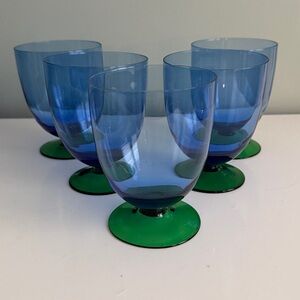 Elegant Blue and Green Glass Goblets